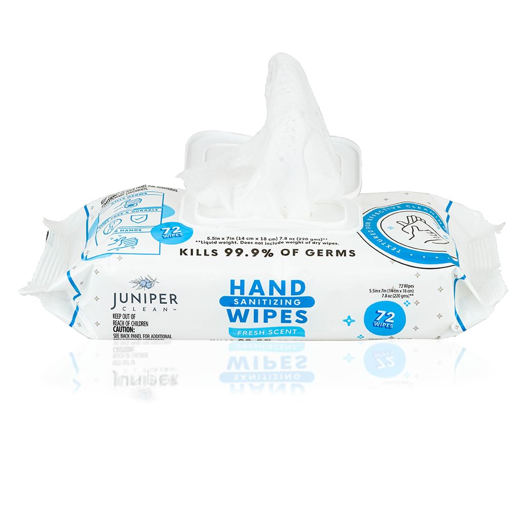 1 Pack Hand Sanitizing Wipes, Alcohol Free 72 Count Disposable Hand Sanitizer Wipes, Fresh Scent, Lint Free & Durable