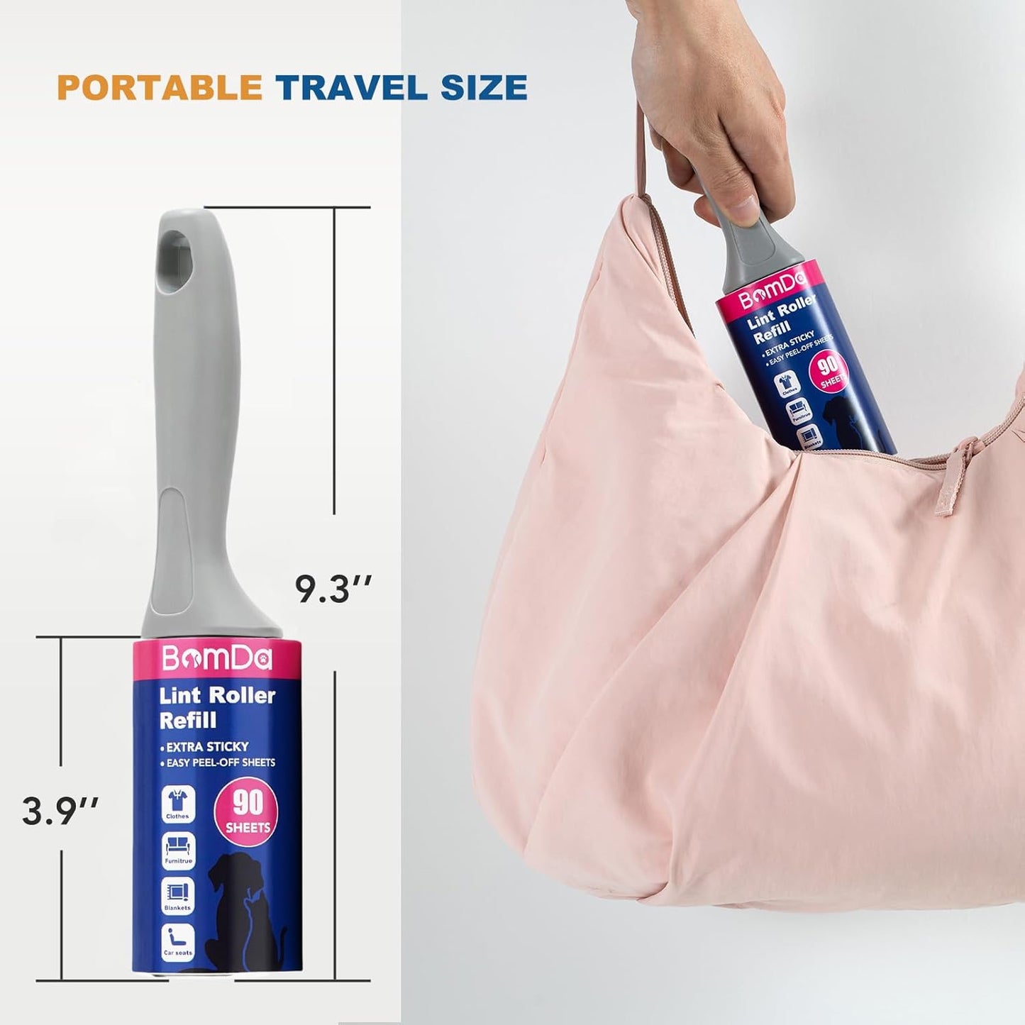 Extra Sticky Lint Roller for Pet Hair, Lint Rollers 600 Sheets, Pet Hair Remover with 2 Upgraded Handle 6 Rollers, Portable Lint Remover for Clothes, Furniture, Dog & Cat Hair (2 Handles + 600 Sheets)