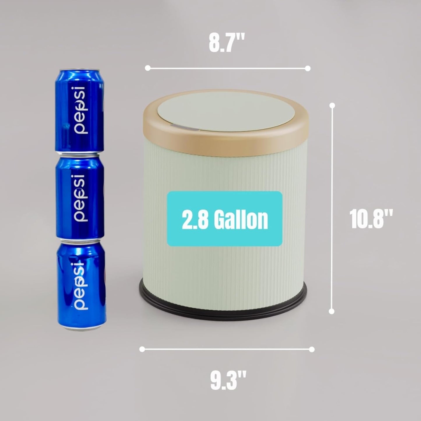 URALFA Automatic Motion Sensor Bathroom Trash Can with Lid, 10.5 Liter / 2.8 Gallon Touchless Trash Bin, Smart Dog Proof Garbage Can, Small Waste Basket for Toilet, Office, Bedroom (Green)