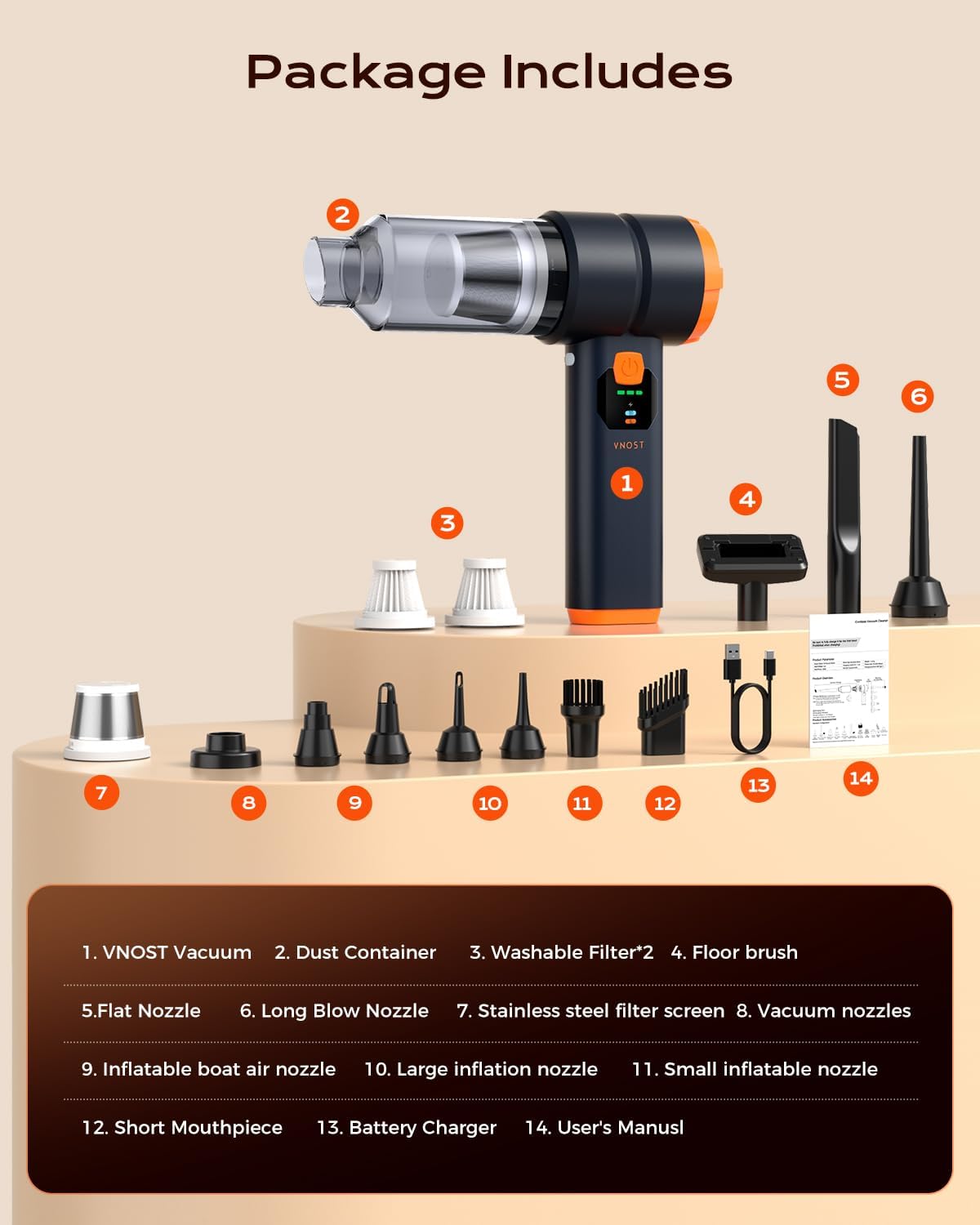 Car Vacuum Portable Cordless, Handheld Vacuum Cordless with 30000PA Suction, 130000RPM, 6800mAh Battery, 10 Nozzles, Rubber Paint Material for Car, Home, Pet Cleaning(Charcoal Black)