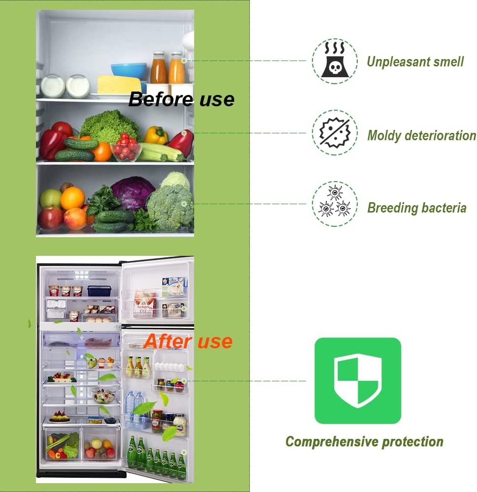 2Packs Fonday Refrigerator Deodorizer Odor Eliminator for Fridges Freezers Coolers Lunch Boxes Bamboo Charcoal More Effective Than Baking Soda