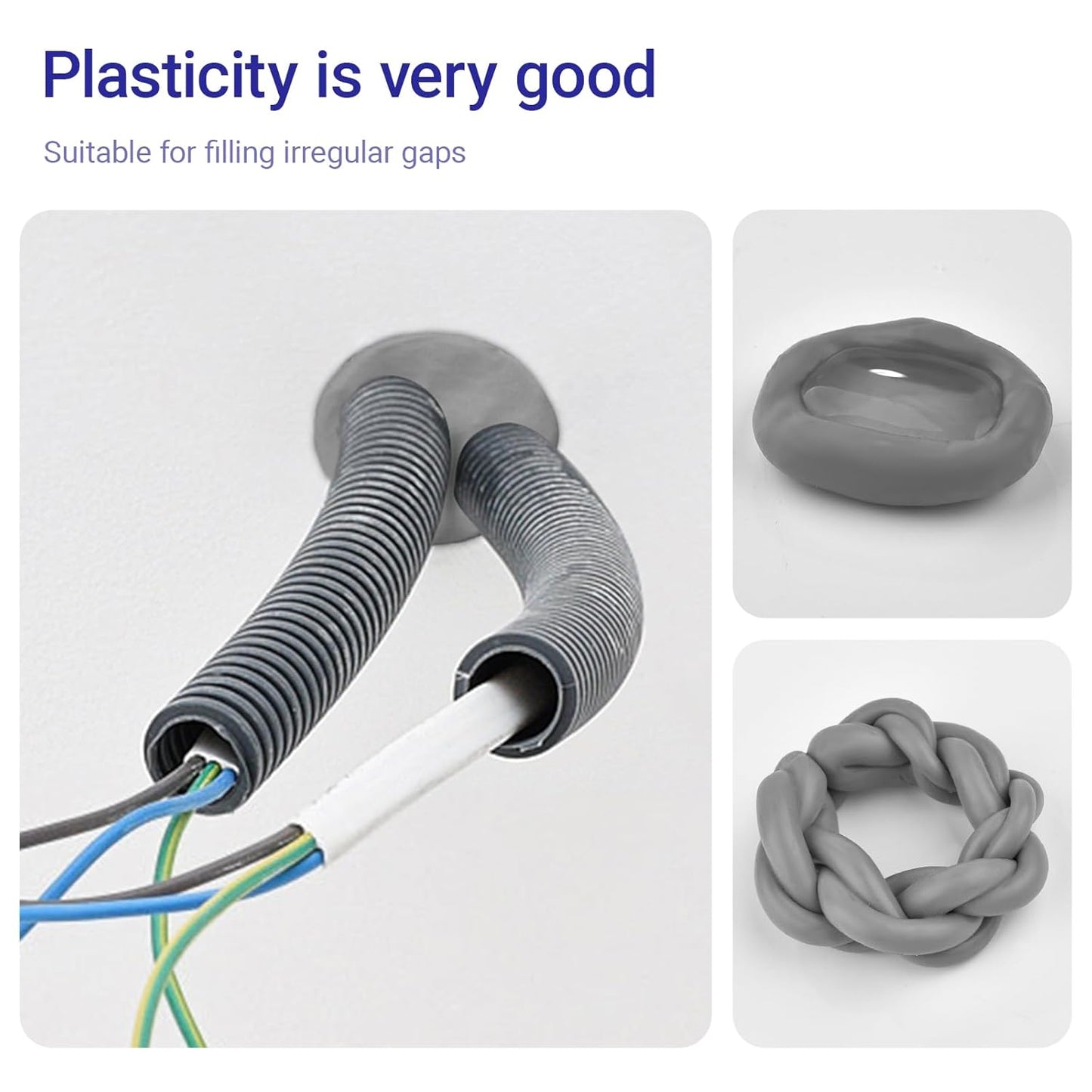 Moldable Silicone Putty, Waterproof, Stay Pliable,Good Plasticity for Repair and Fill Various Gaps in Bathrooms, Fountains, Water Pipes, Walls (Grey)