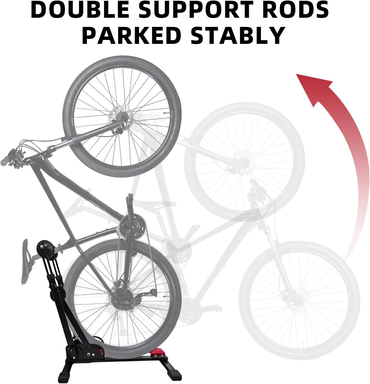 Heavy-Duty Floor Bike Stand, Freestanding Bicycle Storage Rack, Adjustable Dual Support Arms, No-Drill Installation for Garage, Black