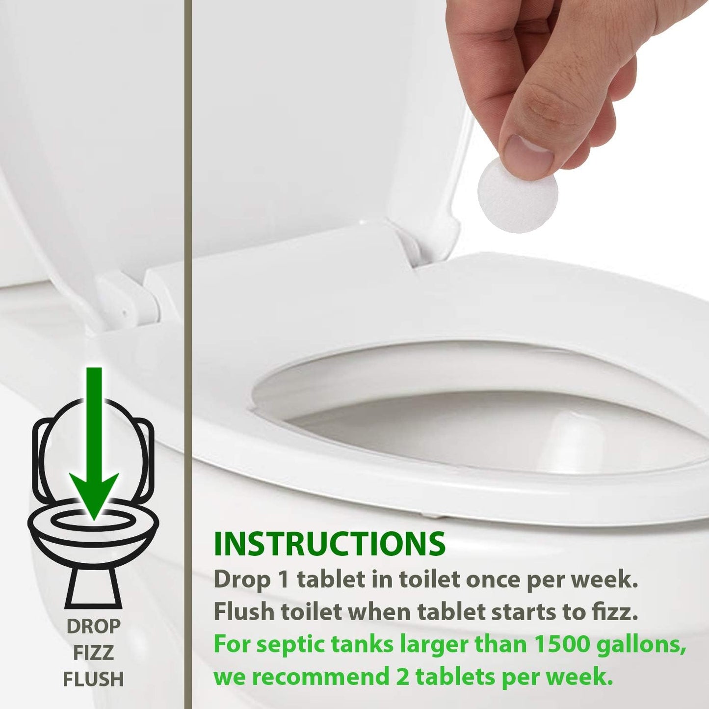 52 Weekly Septic Tank Treatment Fizz Tablets – Easy Flush Bio Toilet Tabs with Billions of Active Bacteria per Tablet – 1 Year Supply - 100% Natural & Safe for All Plumbing & Drain Lines…