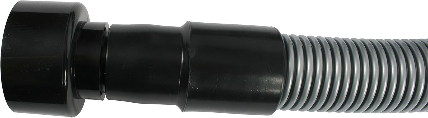 Cen-Tec Systems 10 Ft. Premium Shop Vacuum Extension Hose with 2 tank adapters and 1.25" curved end,120"L x 1.25"W, Silver