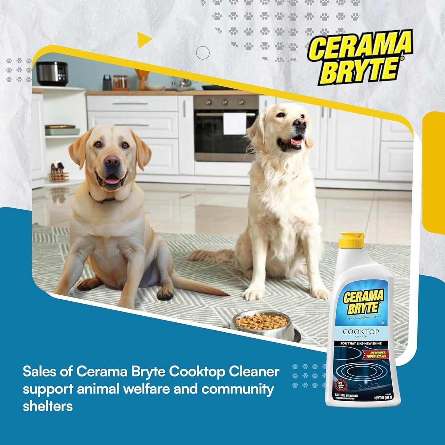 Cerama Bryte Glass Cooktop Cleaner Bundle with 10 Cleaning Pads for Removal of Tough Stains, Stovetop Cleaner for Glass - Ceramic Surfaces, 18 Ounces, 11 Piece
