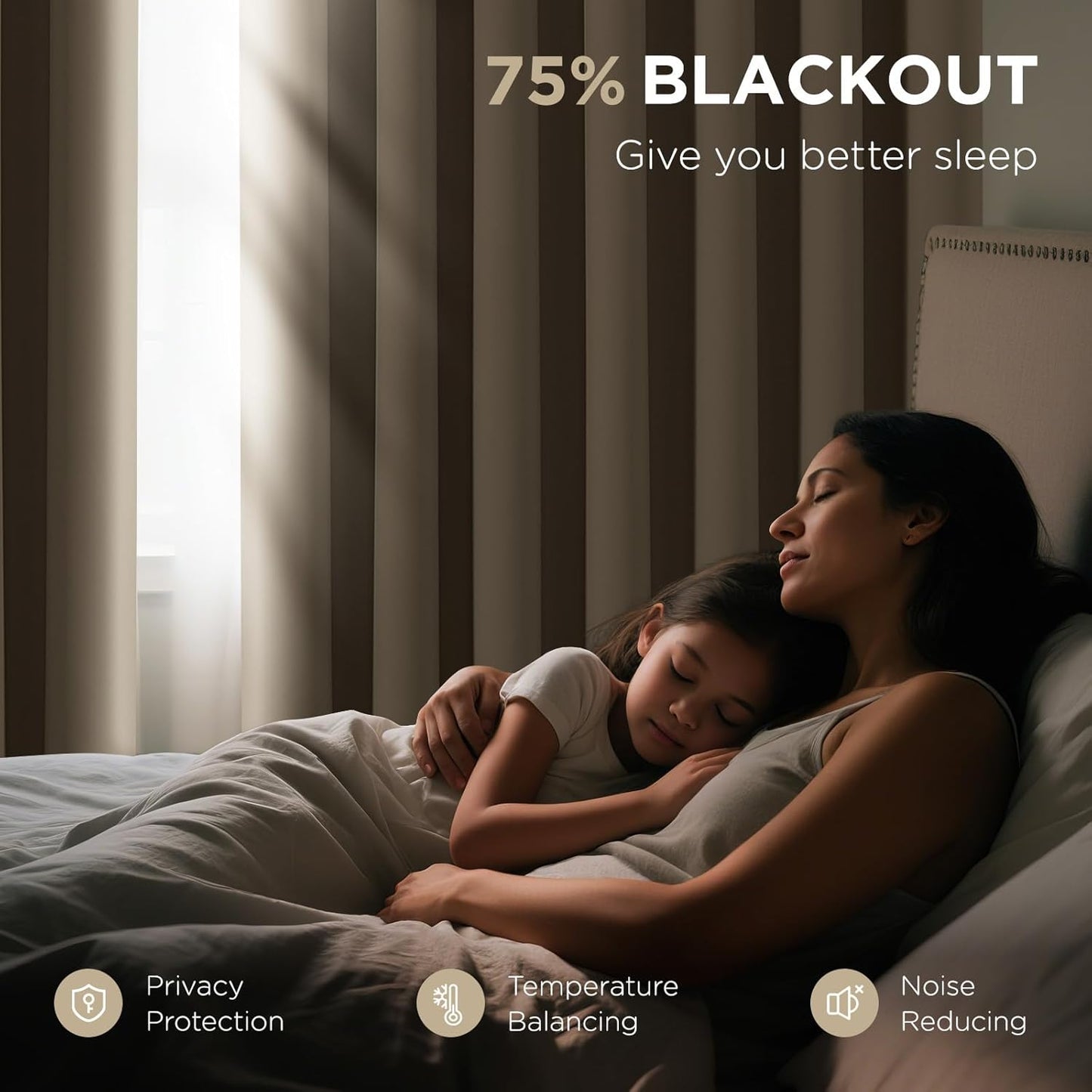 Joydeco Blackout Patio Sliding Door Curtains 108 Inches Long, Grommet Privacy Room Divider Curtains, Extra Wide Thermal Blackout Drapes for Bedroom Living Room (Light Beige, 100Wx108L, 1 Panel)