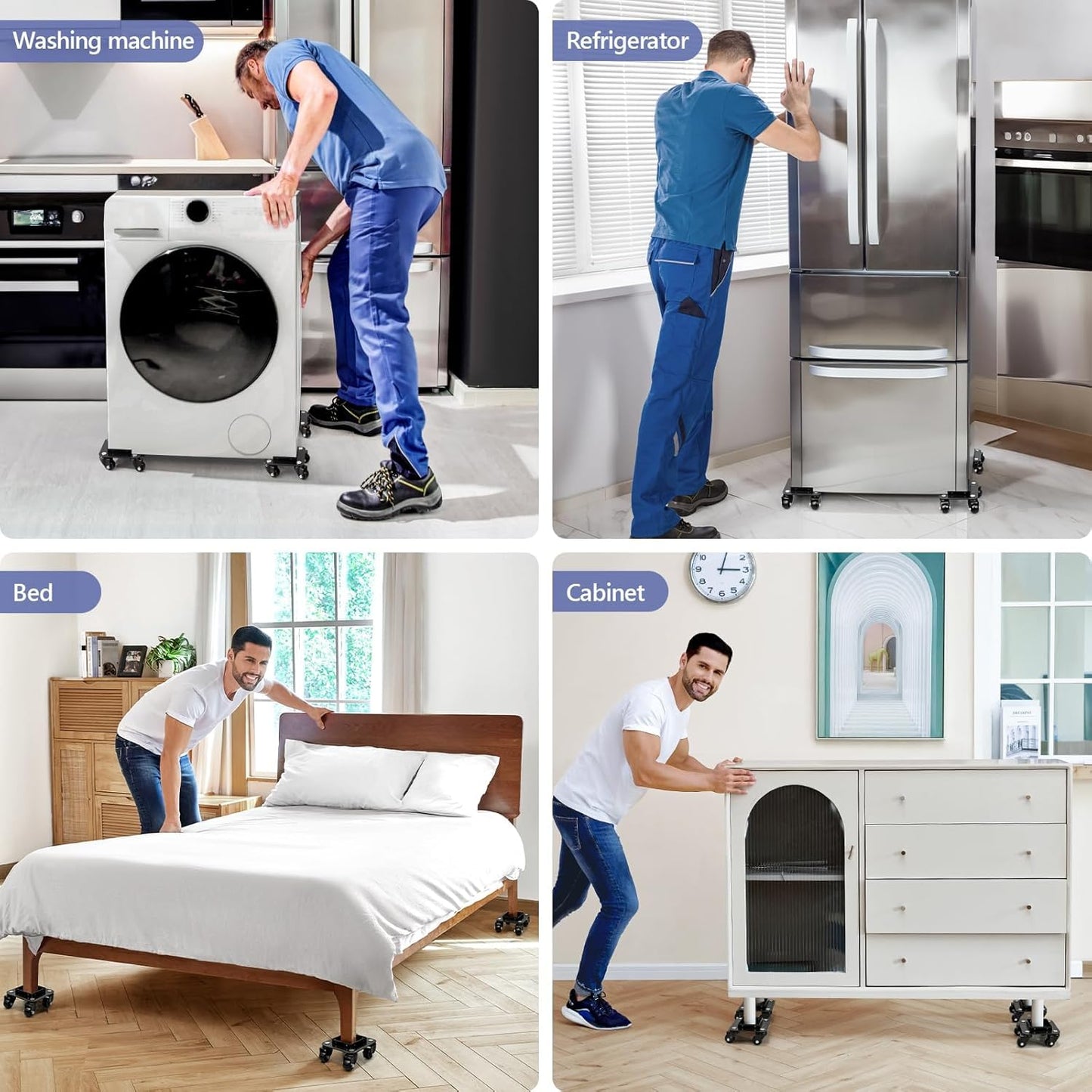 KEDSUM 1500LBS Furniture Movers with Wheels, Heavy Duty Furniture Dolly Set of 4, Dolly Kit Furniture Mover with Removeable Baffles for Appliance, Sofa, Pool Table