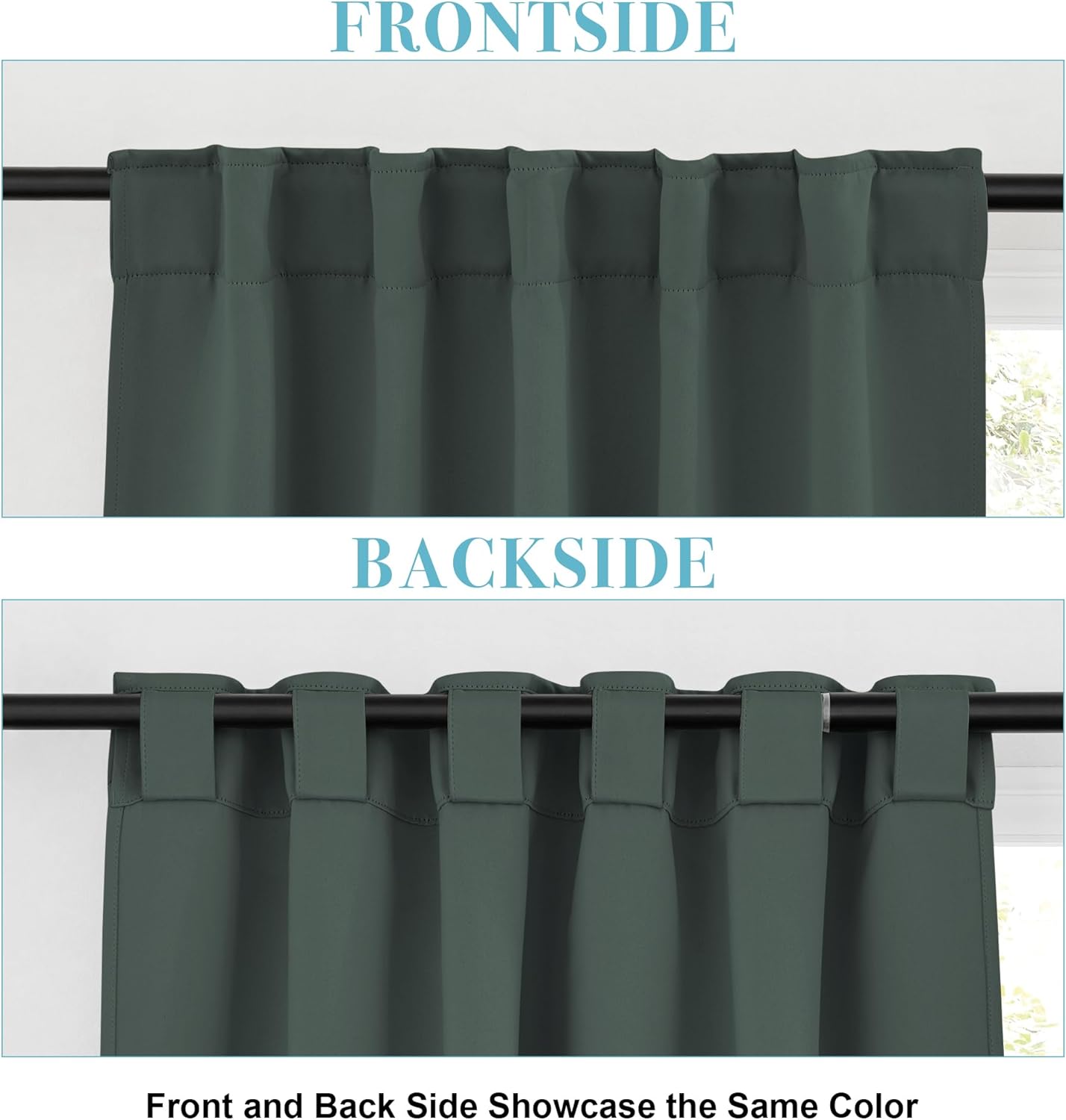 RYB HOME Bathroom Curtains Blackout - Thermal Insulating Privacy Small Window Curtains Short for Bedroom Basement Kitchen Kids Nursery Cabinet, Wide 42 x Long 30 inches, 2 Panels, Dark Green