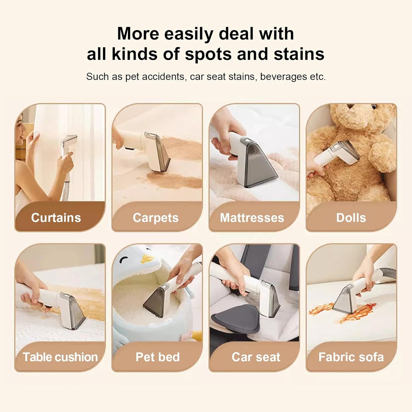 COCEAN Multi-Purpose Portable Carpet and Upholstery Cleaner, Carpet Cleaner Machine Powerful Suction Spot Cleaning, Deep Stain Cleaning for Carpet, Car Seats, Pets, Couches, with BrushHead