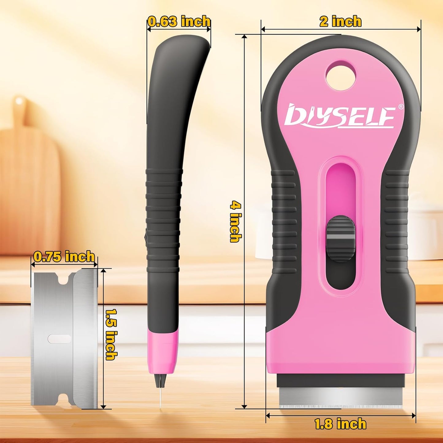 DIYSELF 2 Pack Razor Blade Scraper, 10 PCS Spare Razor Blades, Enhanced Razor Scraper, Razor Blade Scraper Tool for Glass Top Stove, Multipurpose Glass Scraper, Razor Scraper Tool for Paint, Sticker