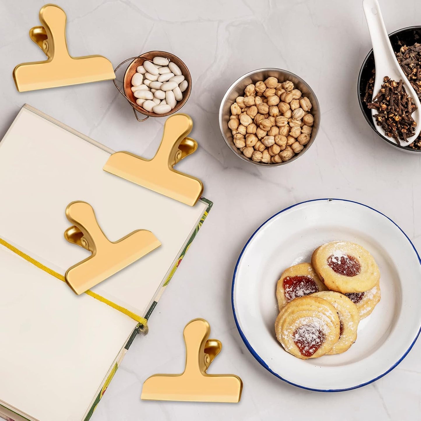 20 Pack 3 Inch Wide Stainless Steel Chip Clips Food Bag Clips Heavy Duty Bag Clamp, Chip Clip Metal Hinge Clip File Clamps