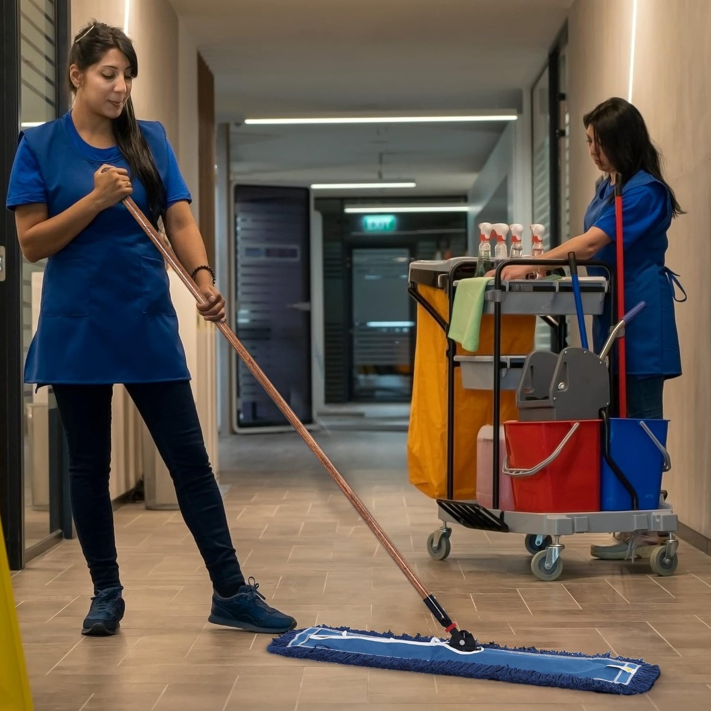 Matthew Cleaning 24'' Industrial Strength Cotton Dust Mop Refill Washable Replacement Heads for Residential & Commercial Use Fit Standard Dust Mop Frames, Hardwood, Laminate, Concrete Floors 12 Pack