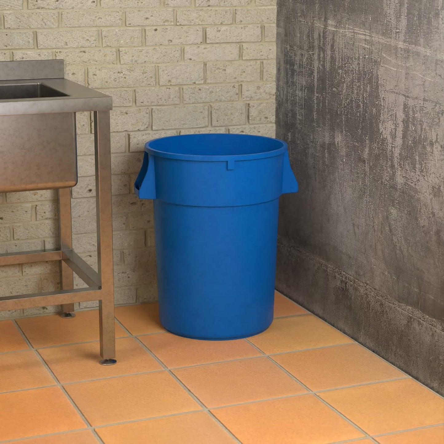 44 Gallon Blue Round Commercial Trash Can