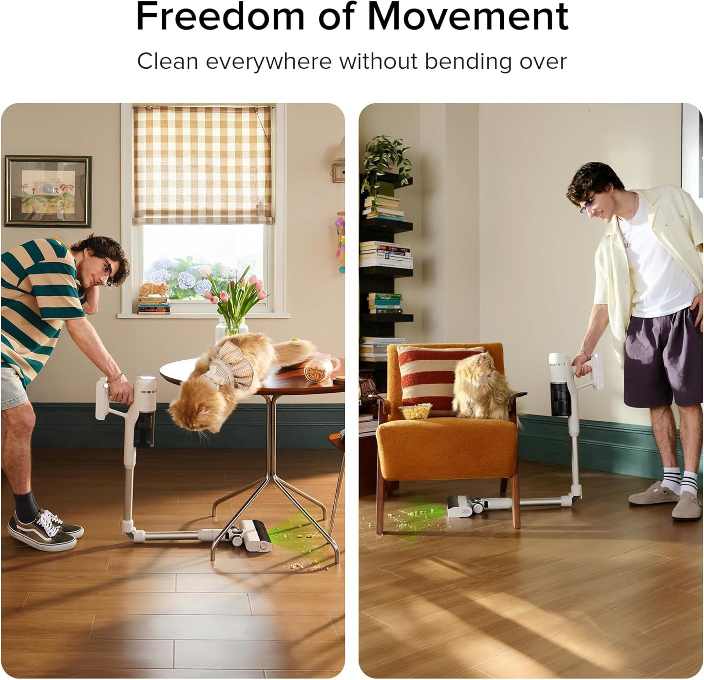 roborock H60 Cordless Stick Vacuum Cleaner, 115AW Suction Power, 60-Min Runtime, 90° Bendable Tube, Dust-Revealing LED, Anti-Tangle Cordless Vacuum Cleaners for Home, Carpets, Hard Floors & Pet Hair