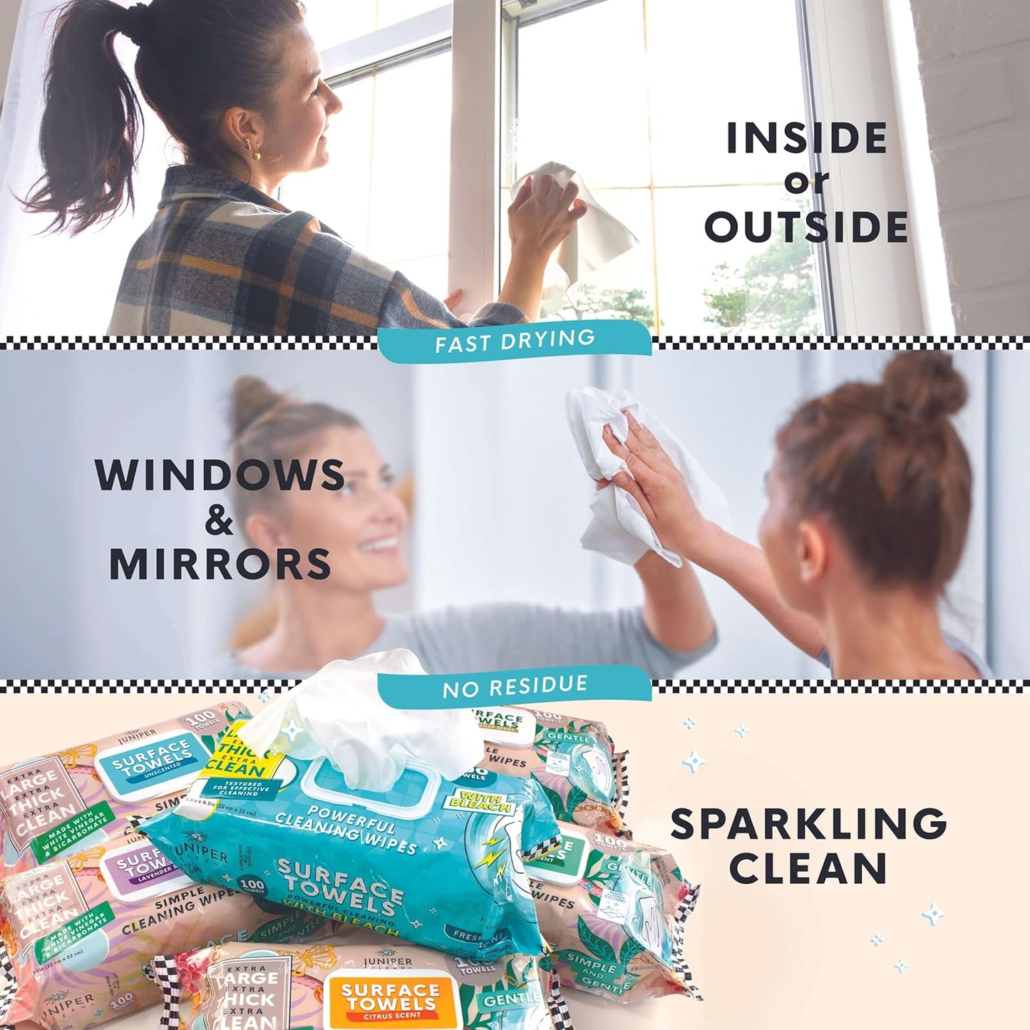 Single Surface Cleaning Wipes Bleach Free, Thick & Large Dispose, All-Purpose Cleaner for Bathroom, Kitchen, Office, 100 Count Soft Flow, Biodegradable, Citrus Scent