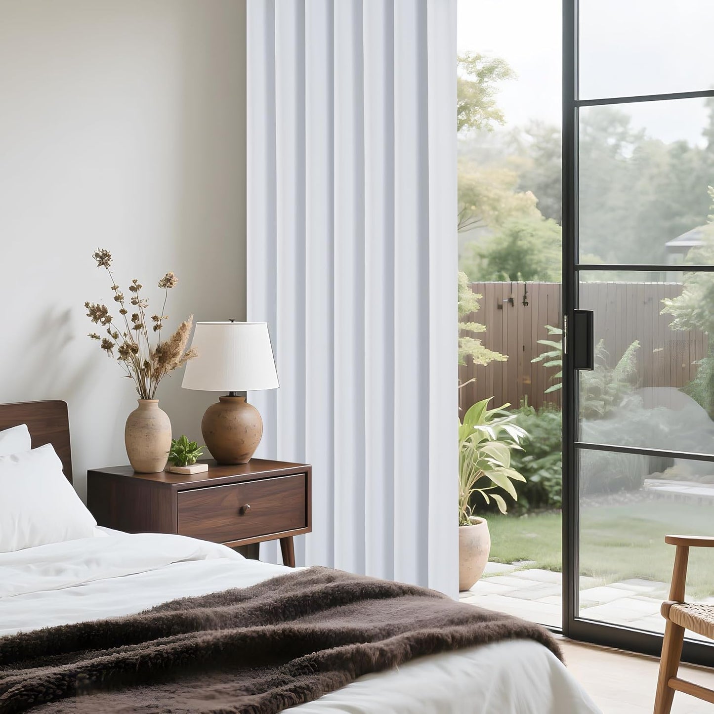 PONY DANCE White Total Blackout Curtains 84 inch Length 2 Panels Set, 100% Black Out Grommet Thermal Insulated Drapes for Bedroom, Noise Reducing Window Treatments for Living Room, 42" W x 84" L