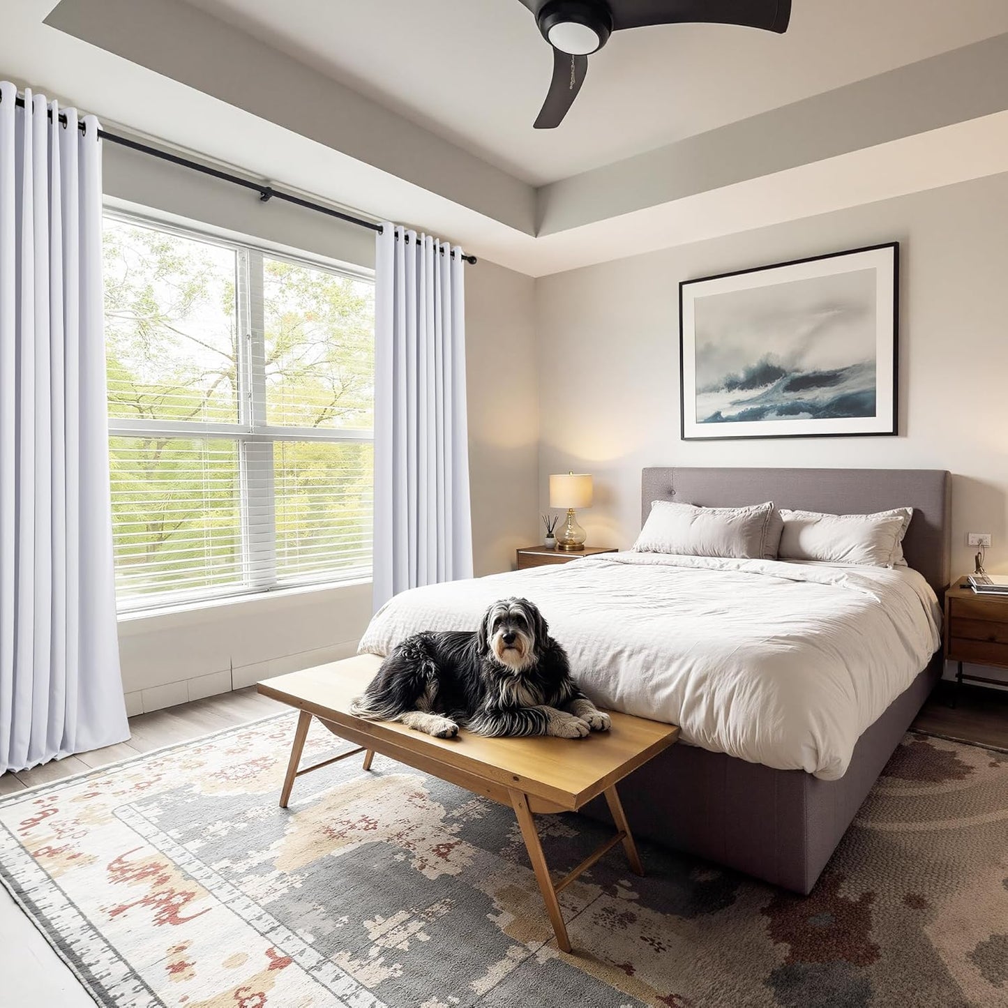 PONY DANCE Pure White Blackout Curtains for Bedroom 63 Inch Length 2 Panels Set, Thermal Insulated Energy Saving Grommet Top Window Treatment Drapes for Living Room, W34 x L63 Inch