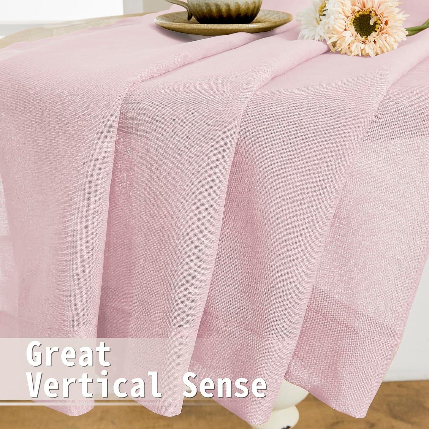 Tollpiz Short Sheer Door Curtain Closet Linen Textured Curtain Sheers Doorway Light Filtering Voile Patio Glass Door Rod Pocket Curtains French Door, 54 x 54 inches Long, Pink, Set of 1 Panel