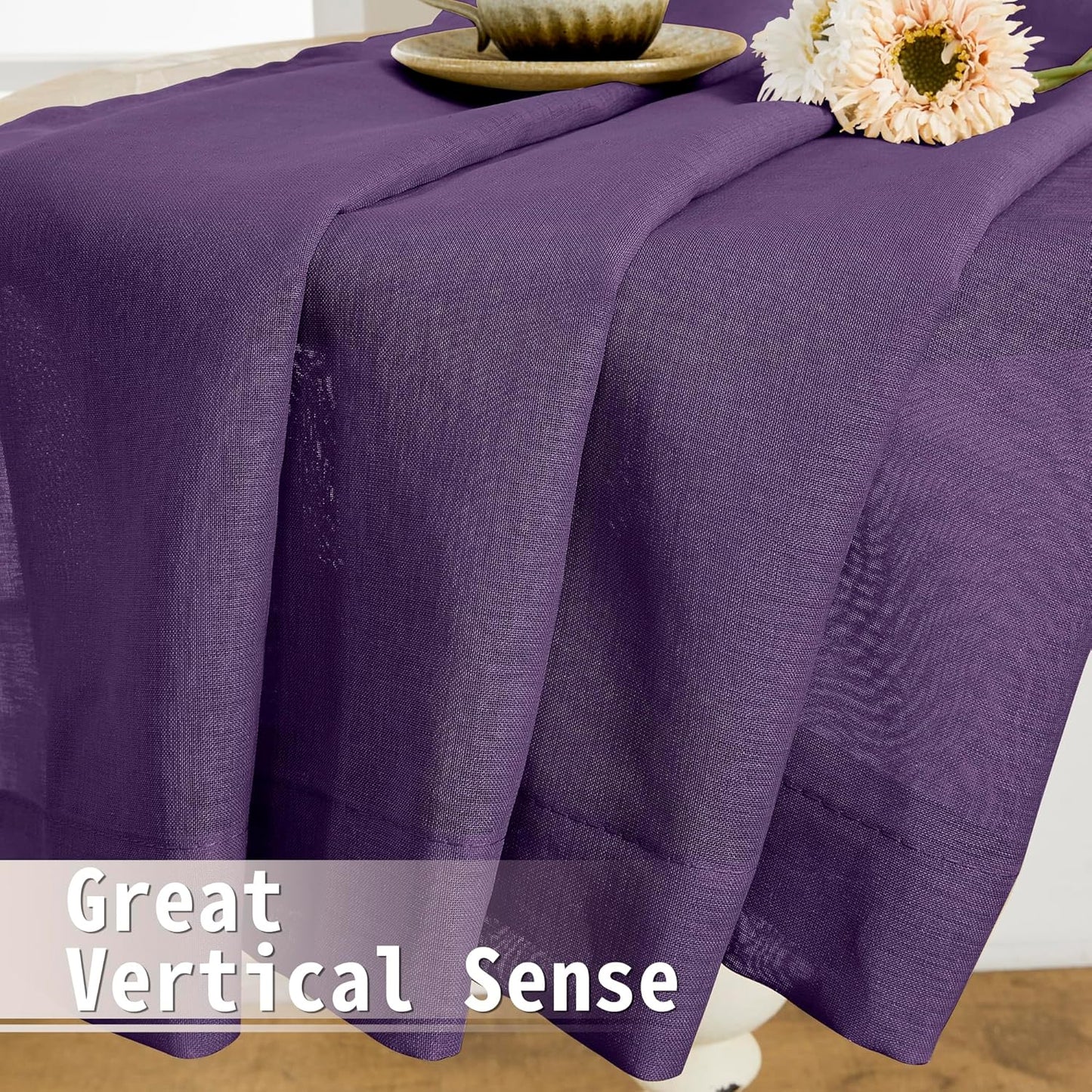 Tollpiz Sheer Door Curtain Closet Linen Textured Curtains Sheer Doorway Light Filtering Voile Patio Glass Door Rod Pocket Curtain French Door, 54 x 72 inches Long, Royal Purple, Set of 1 Panel