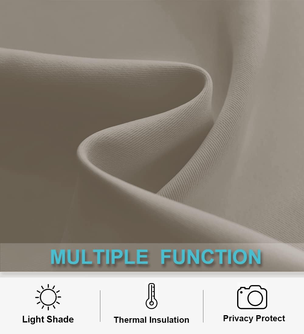 RYB HOME Blackout Curtains 80 inches Long Thermal Insulating Large Window Curtains for Living Room Sliding Glass Door Dining Home Office Backdrop, Sand, W 42 x L 80 per Panel, 2 Panels