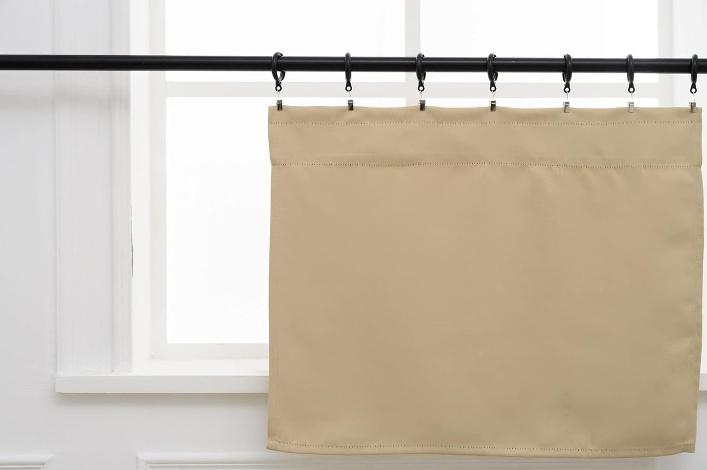 Pickluc Cafe Kitchen Curtains 36 Inches Long 2 Panels, Blackout Tier Curtains with Rod Pocket, Short Black Out Curtain for Small Window, 42" Wide and 36" Length, Set of Two, Beige.