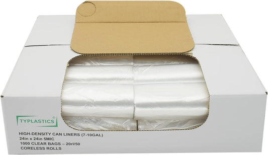 TYPLASTICS Trash Can Liner - Wholesale 1000 Count Garbage Bags on Perforated Roll 7-10 Gallon Multipurpose for Office Bathrooms Business Home Commercial and Industrial Needs 24" x 24"