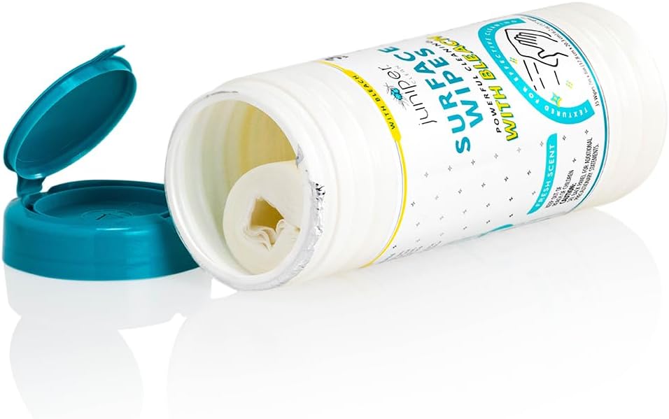 1 Pack Surface Cleaning Wipes with Bleach, All-Purpose Cleaner for Bathroom, Kitchen, Office, 35 Count Canister, 7.5" x 7" Sheet, Fresh Scent, Lint Free & Durable