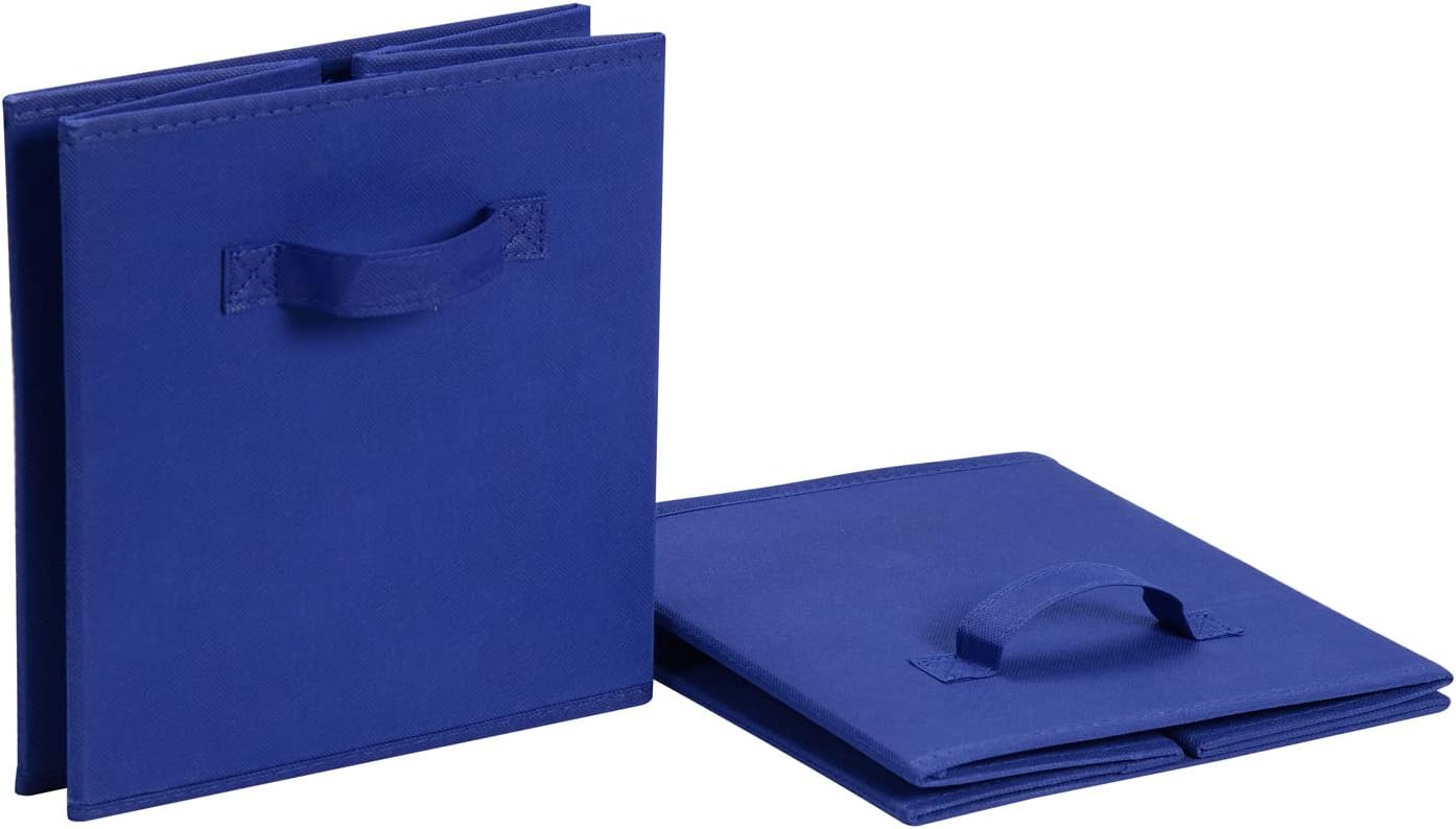 Amazon Basics Cube Organizer Storage Bins Handles, Collapsible Fabric, Pack of 6, 13"x13"x13", Navy