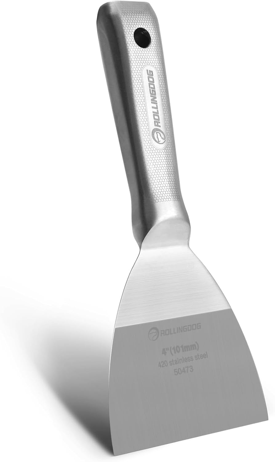ROLLINGDOG 4 inch Putty Knife - Paint Scraper Drywall Knife with 420 Stainless Steel One Piece irror Polished Blade for Scraping Paint, Taping