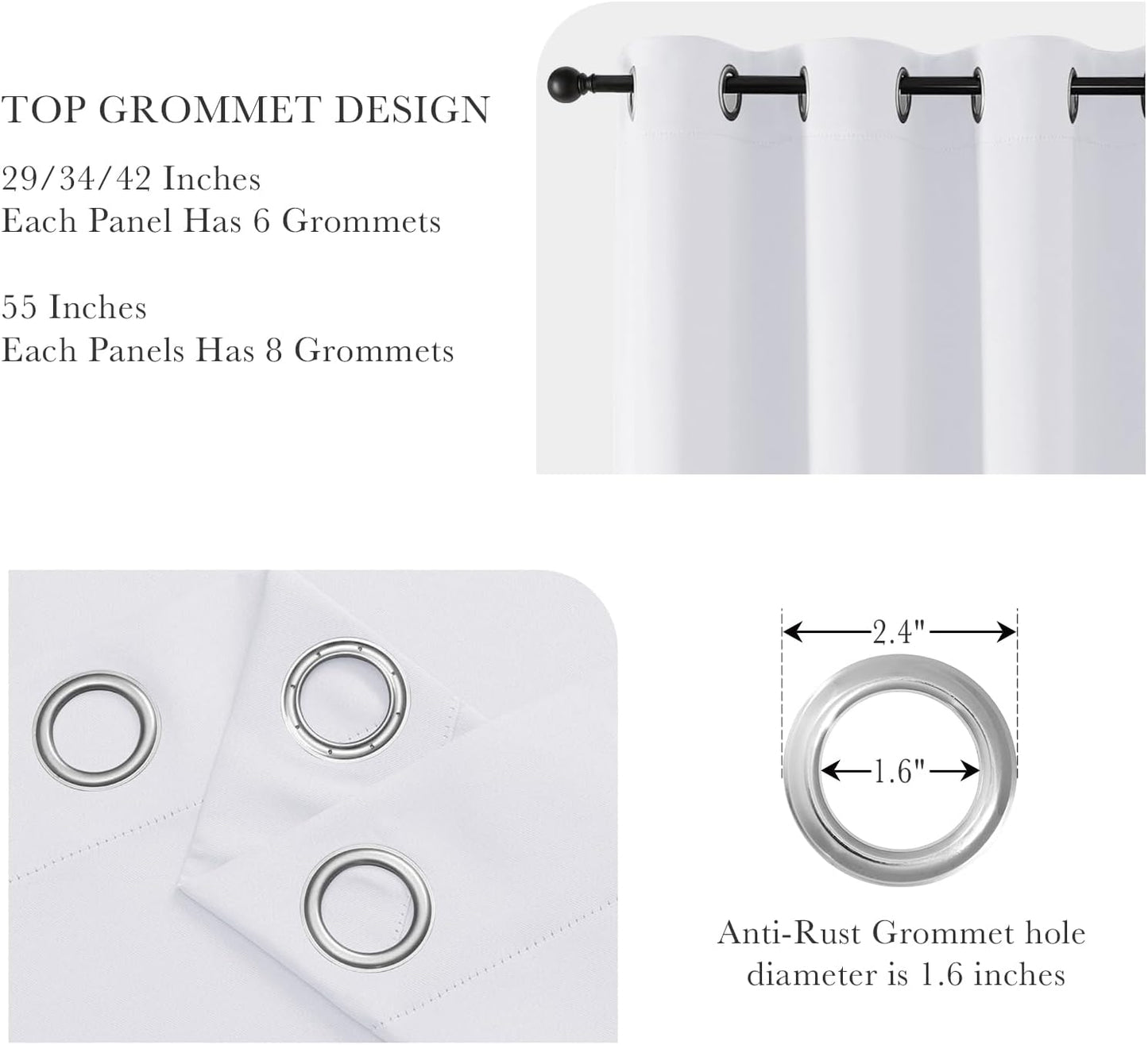 PONY DANCE Pure White Blackout Curtains for Bedroom 63 Inch Length 2 Panels Set, Thermal Insulated Energy Saving Grommet Top Window Treatment Drapes for Living Room, W34 x L63 Inch