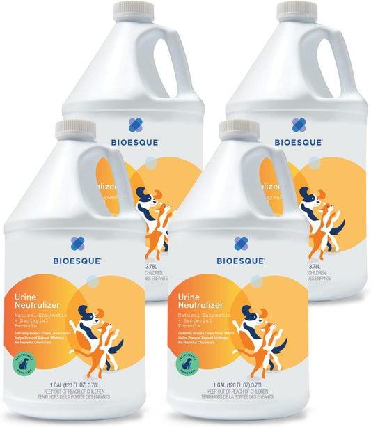 Bioesque Urine Neutralizer, Pet-Friendly Natural Enzymatic & Bacterial Formula, Instantly Breaks Down Urine Odors, Helps Prevent Repeat Mishaps, 1 Gallon (Pack of 4)