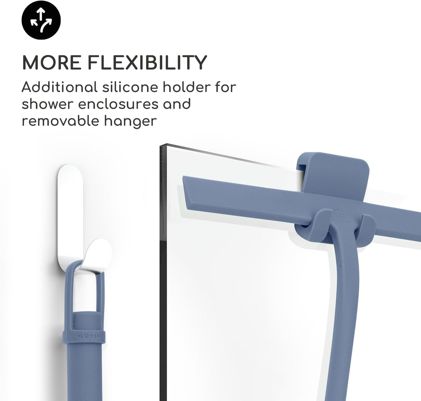 GÜTEWERK Shower Squeegee for Glass Doors, Silicone Window Squeegee, Bathroom and Glass Cleaning - Blue - 11 Inch