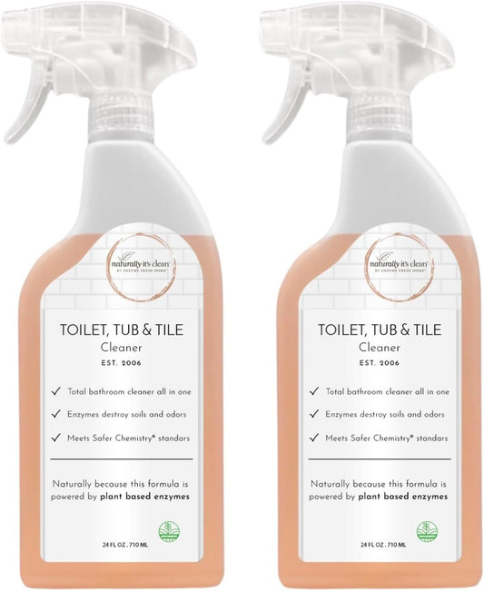naturally it's clean Bathroom Cleaner | Toilet, Tub, Tile, Shower & Sink | Plant-Based Enzymes | Removes Soap Scum & Hard Water Buildup | Odor Eliminator | Septic Safe | Made in USA - 2 Pack