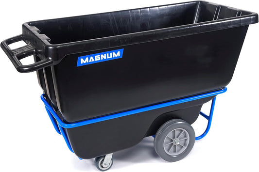 Tilt Truck, 1/2 Cu. Yd. Capacity Dump Cart with Non-Marking 12” Wheels & 5” Casters & Forklift-able Frame for Jobsites, 850 lbs, Trash Cart with Wheels DUC12T-F-NM-02PK (2-Pack)