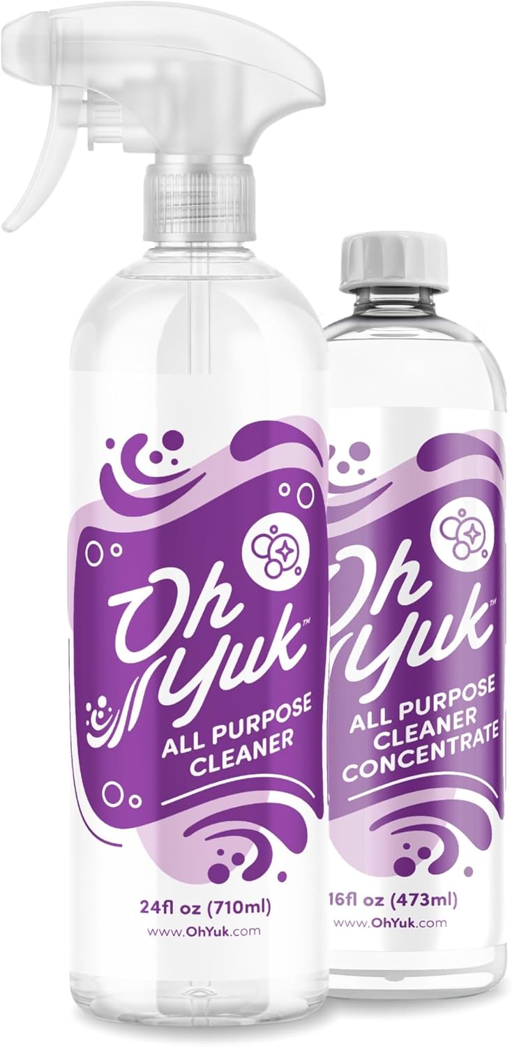 Oh Yuk All Purpose Cleaner – All-in-One Combo Pack with Multi-Purpose Surface Spray and 4X Long-Lasting Concentrate Refill for Kitchen, Bathroom, Cabinets, Counters, Tile & More