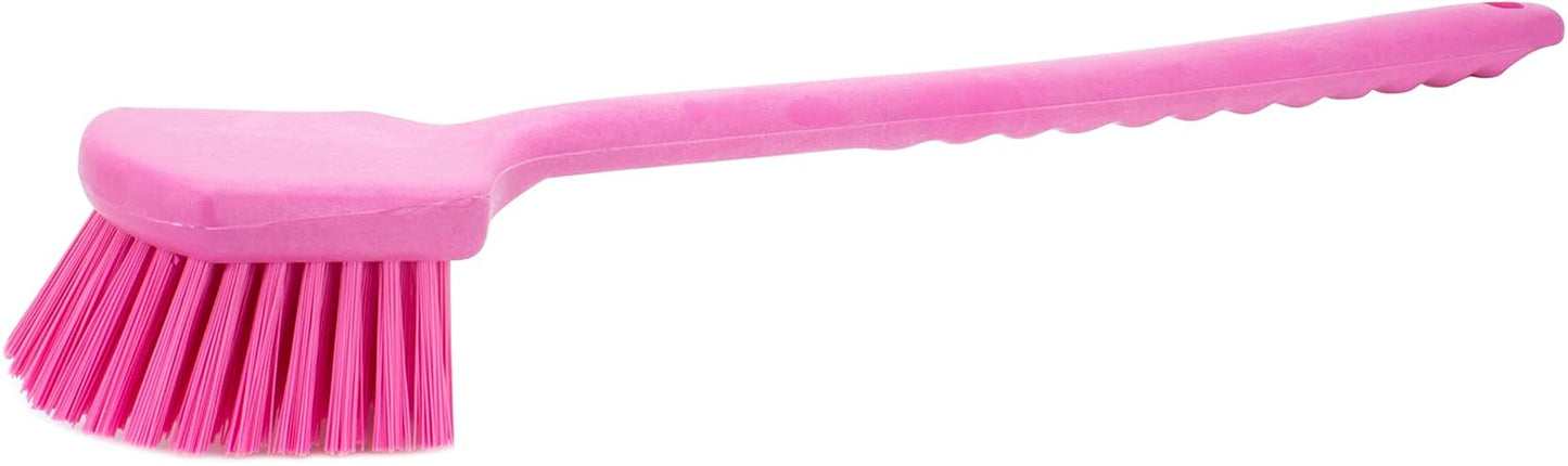 SPARTA 40501EC26 Plastic Large Scrub Brush, Kitchen Brush, Utility Brush With Long Handle For Cleaning, 20 Inches, Pink
