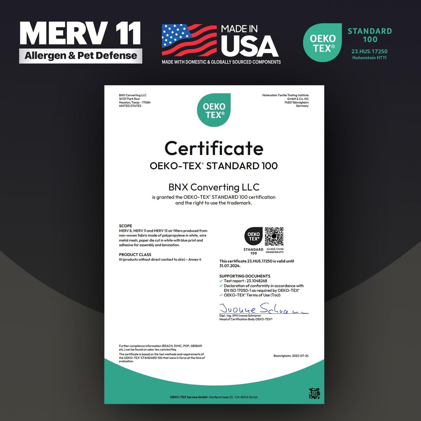 BNX TruFilter 16x16x1 Air Filter MERV 11 (6-Pack) - MADE IN USA - Allergen Defense Electrostatic Pleated Air Conditioner HVAC AC Furnace Filters for Allergies, Dust, Pet, Smoke, Allergy MPR 1200 FPR 7