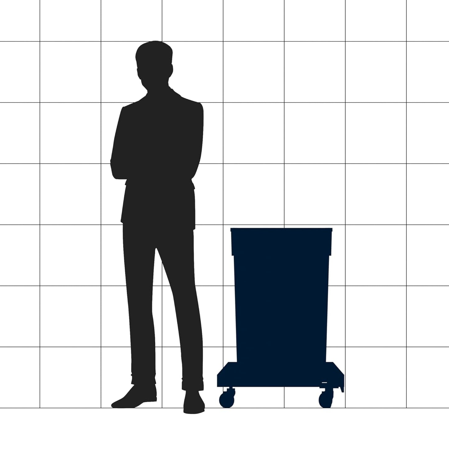 23 Gallon Blue Recycle Slim Jim Trash Can with Dolly