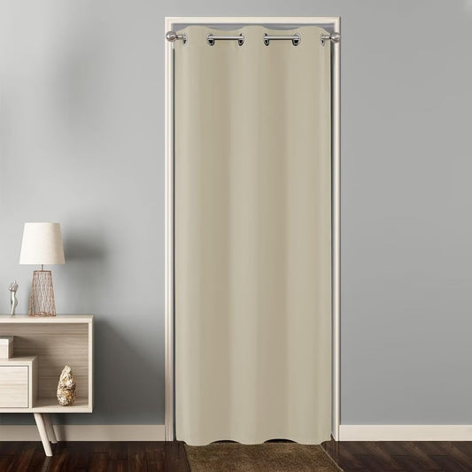 Joydeco Custom Size Doorway Curtains for Bedroom, Closet, and Temporary Door (Light Beige)