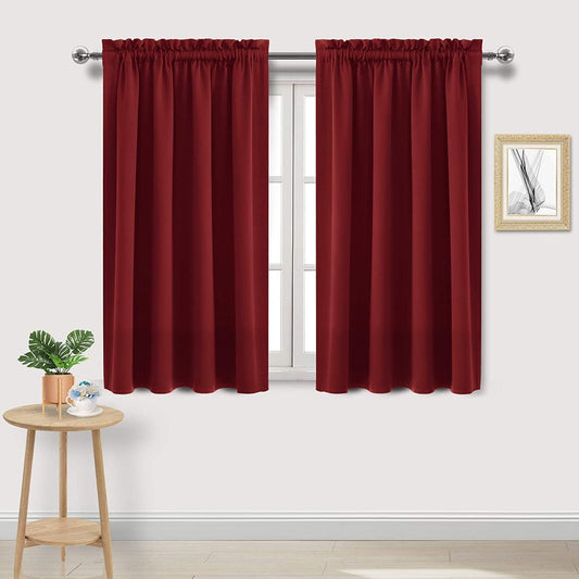 DWCN Christmas Burgundy Room Darkening Blackout Curtains - Thermal Insulated Privacy Energy Saving Window Curtain Drapes 42 x 54 inch Length, Set of 2 Bedroom Living Room Curtains