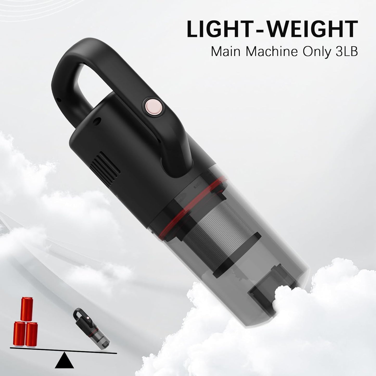 Cordless Vacuum Cleaner Lightweight Hand-held Stick Vacuum Small Vacuum for Hard Floor Car Pet Hair BW118