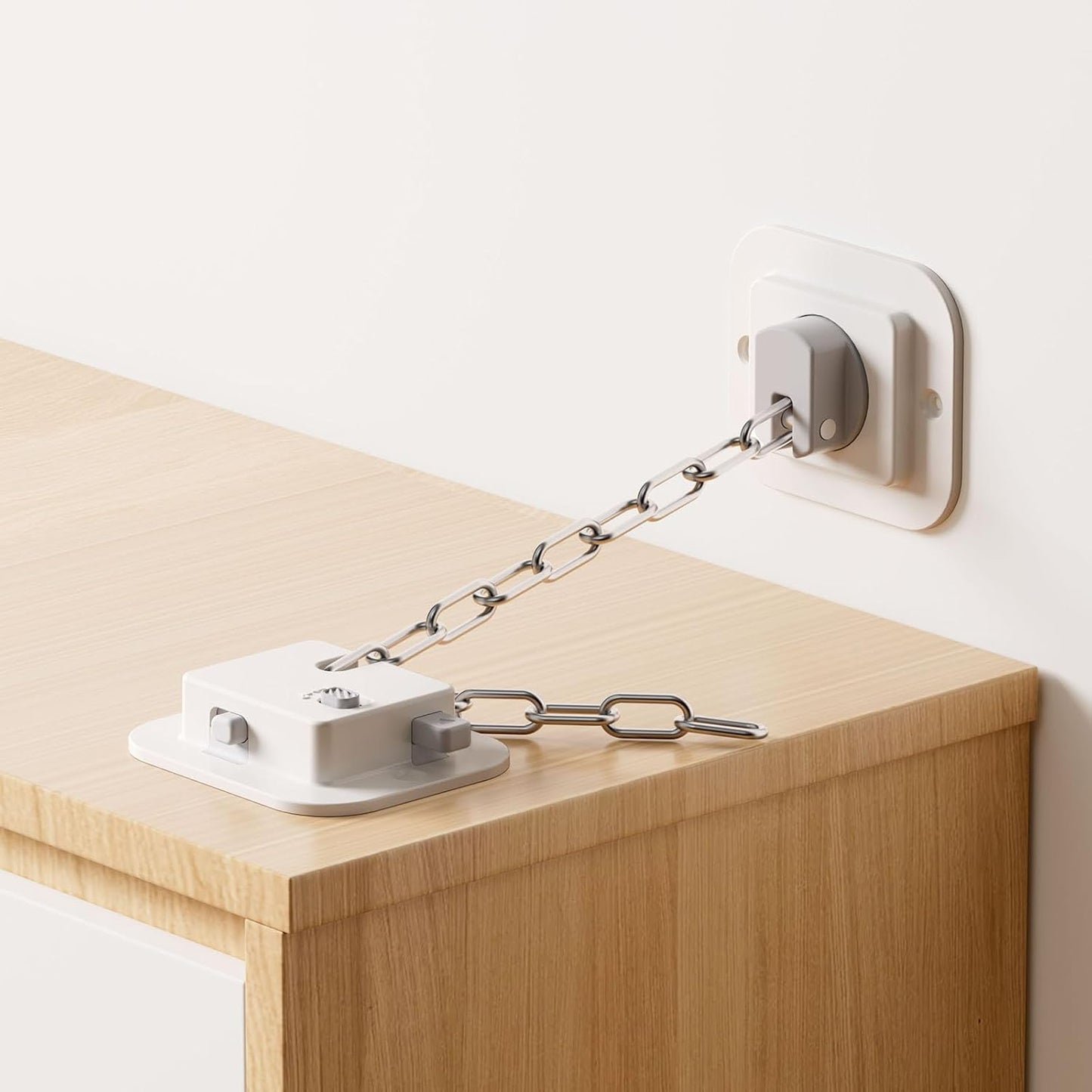 YEYA Anti-Tip No Drill Furniture Anchor with 3M Adhesive 10" Adjustable Straps, Baby Proofing Wall Anchors for Child Safety, Playroom Essentials 2P