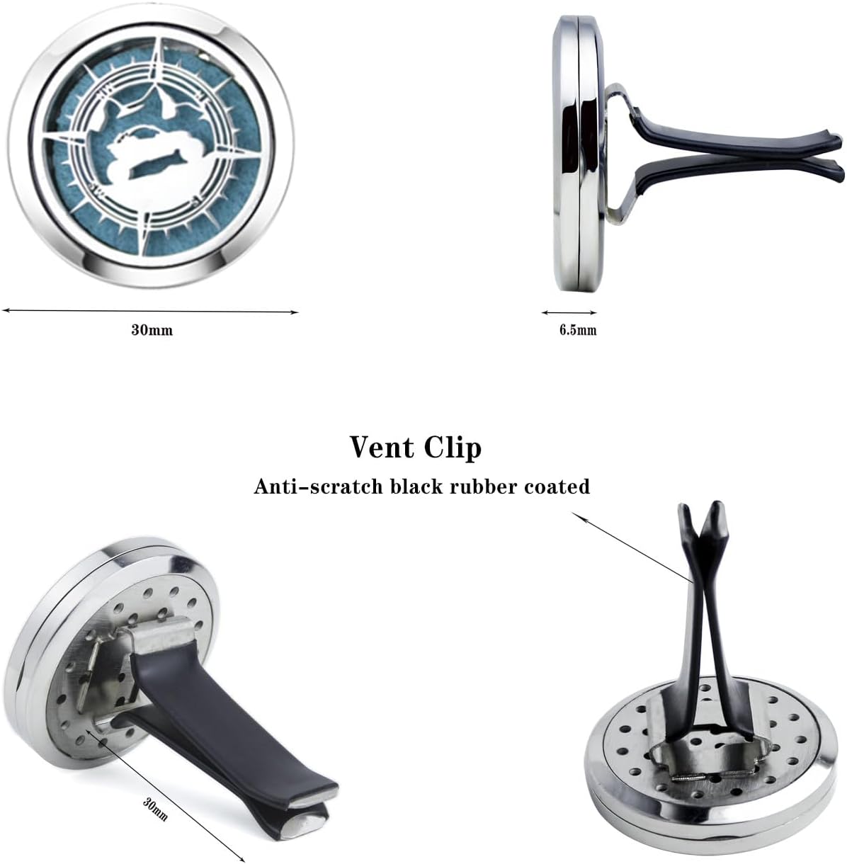 Essential Oil Car Diffuser Vent Clips Air Freshener Christmas Car Accessories for Women with Vent Clip 10 Felt Pads(Car Compass)