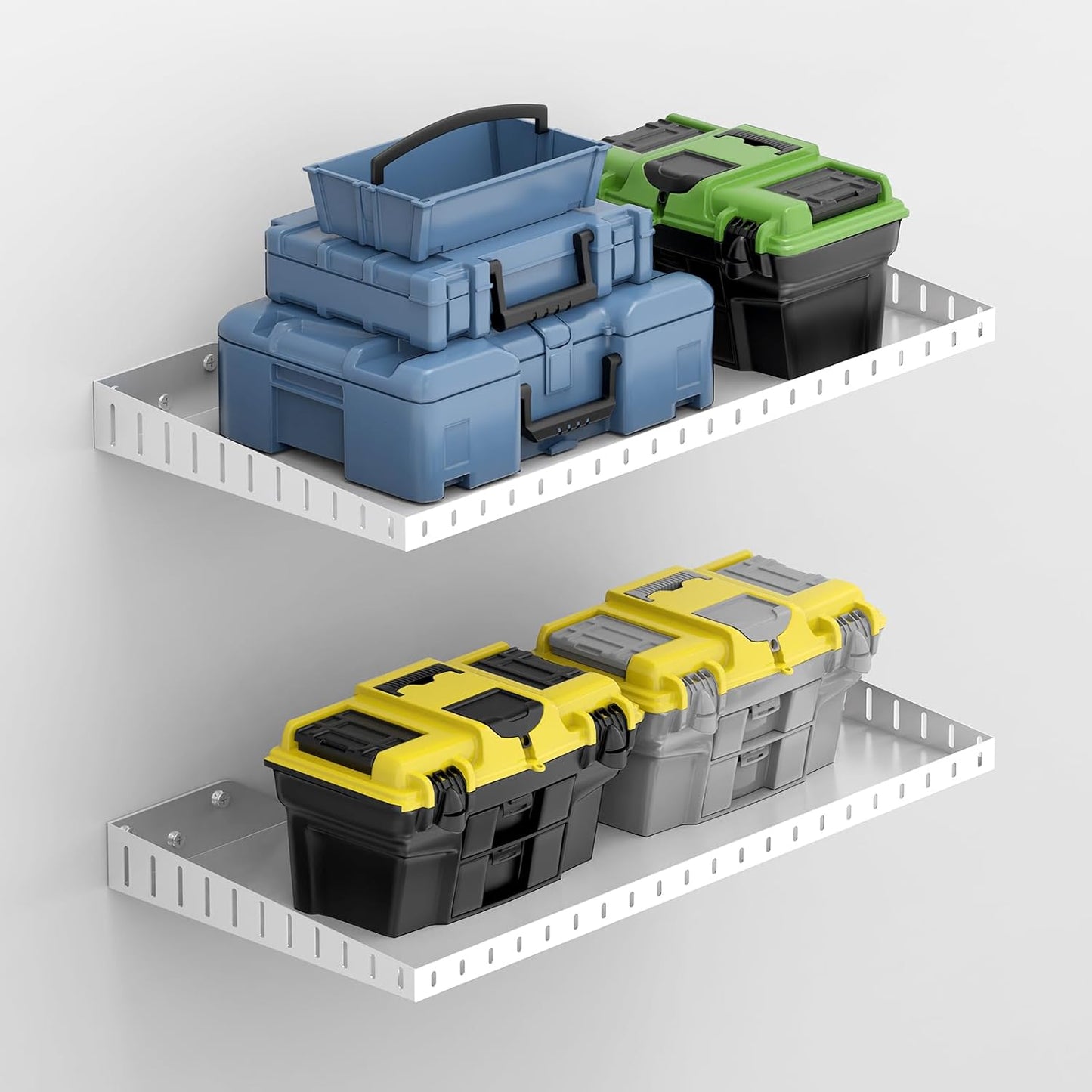 PEKGRIL 2 Pack Garage Wall Shelf, 1X2 Ft Heavy Duty Garage Shelving, Wall-Mounted Storage Shelves for Laundry Room, Closet, Holds Up to 150 Lbs, White