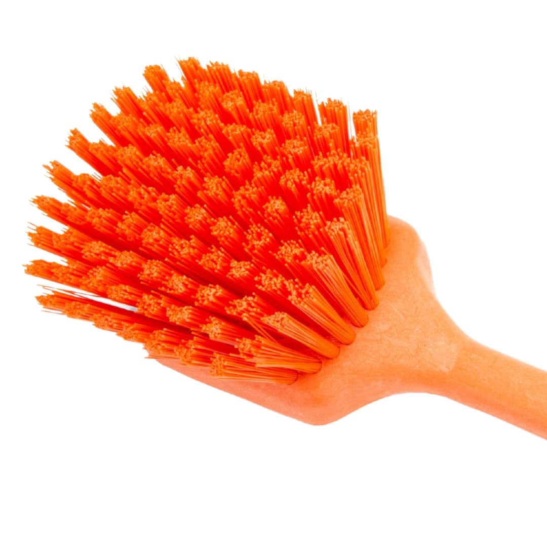 SPARTA 40501EC24 Plastic Large Scrub Brush, Kitchen Brush, Utility Brush With Long Handle For Cleaning, 20 Inches, Orange, (Pack of 6)