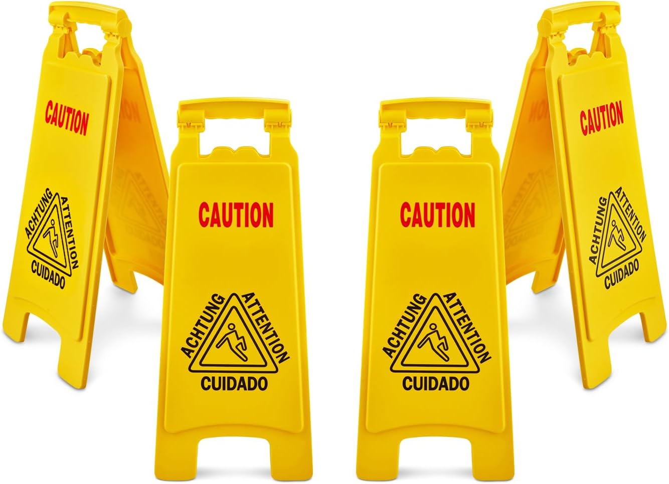 Wet Floor Sign, Slippery When Wet A-Frame Caution Sign, Bright Yellow 4 PACK