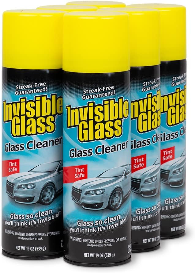 Invisible Glass 91164-6PK Premium Aerosol Glass and Window Cleaner for Auto and Home Cleans Glass, Windows, Windshields, and More, Streak-Free, Ammonia-Free, Tint-Safe, 19 oz (Pack of 6)