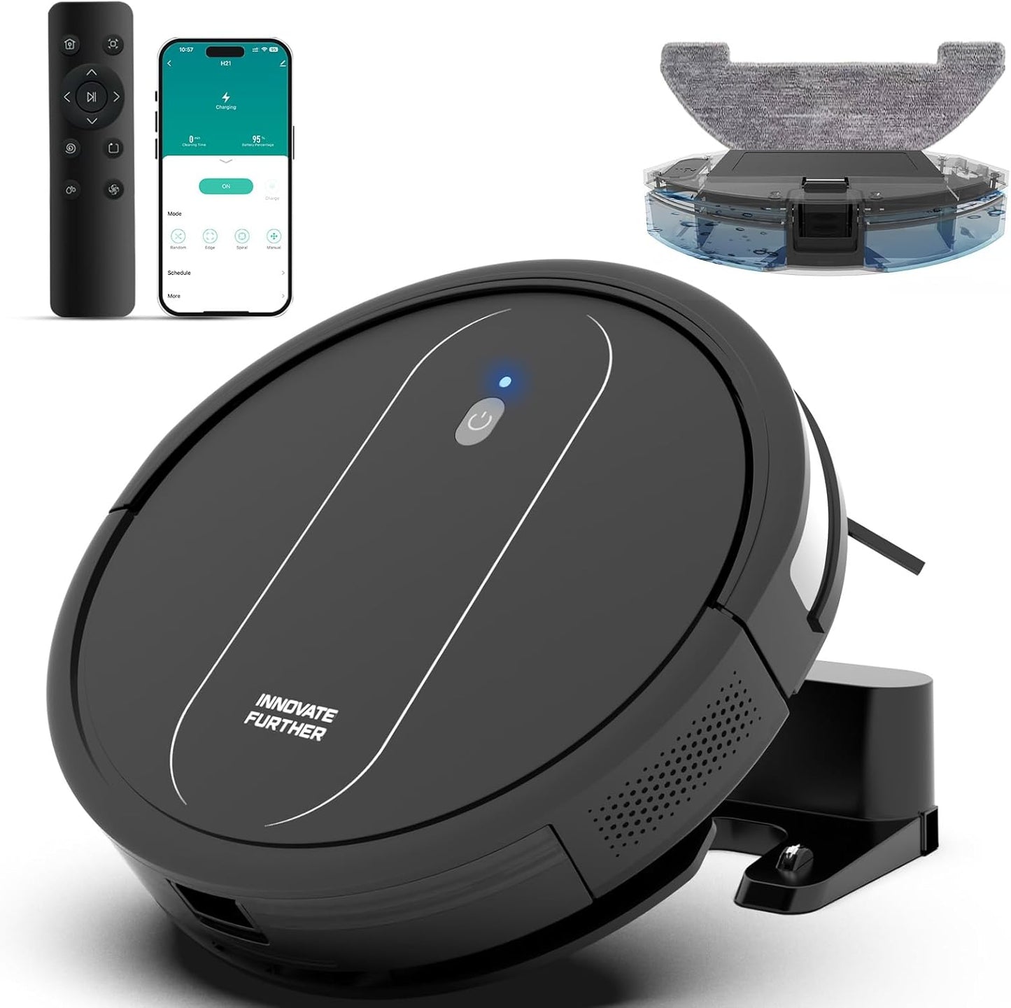 3-in-1 Robot Vacuum 4000Pa Strong Suction Robot Vacuum Cleaner & Smart Navigation & Alexa/APP Control & Auto Recharge & Central Brush, Vacuum Robot and Mop for Pet Hair (Classic Black)