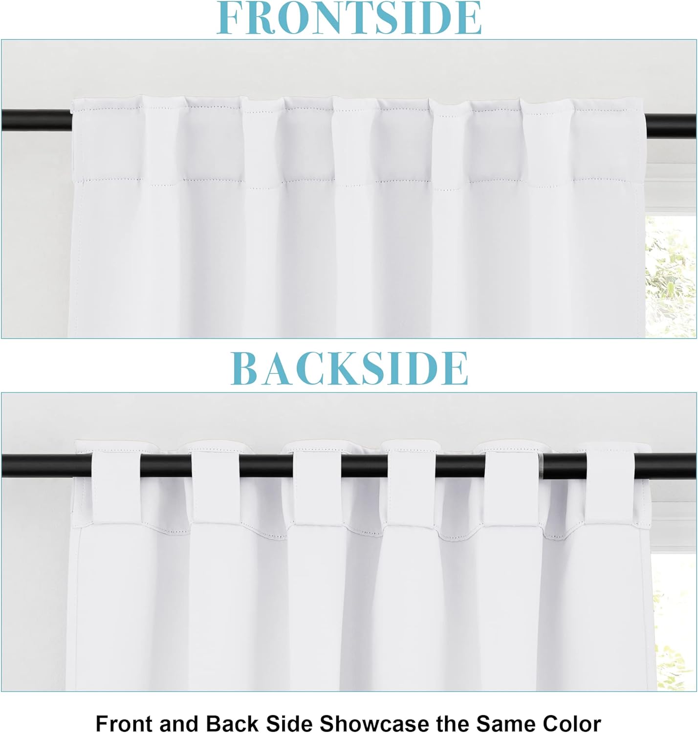 RYB HOME Blackout Curtains for Living Room, Back Tab & Rod Pocket Top Insulating Window Decor for Bedroom Dining Classroom Home Office, W 62 x L 63, Pure White, 2 Panels